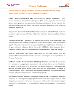 Firstsource and giffgaff win two awards at National Outsourcing