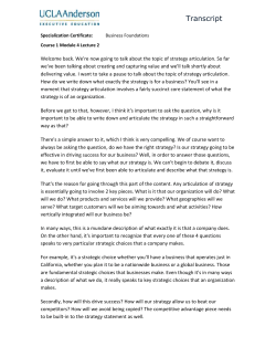 Transcript Specialization Certificate: Business Foundations Course