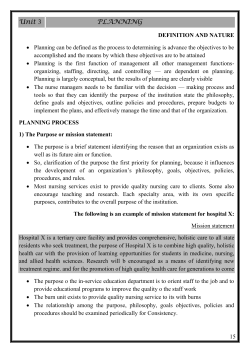 Unit 3 PLANNING DEFINITION AND NATURE Planning can be