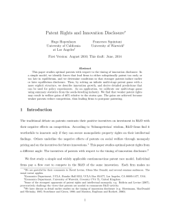 Patent Rights and Innovation Disclosure