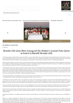 Brooke USA Grey Wins Inaugural Nic Roldan`s Sunset Polo Game at