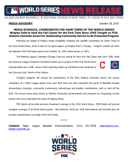 MEDIA ADVISORY October 28, 2016 MEDIA