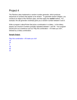 Project 4 The Random class implements a random number