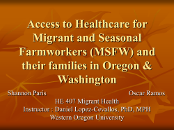 Access to Healthcare for Migrant and Seasonal Farmworkers
