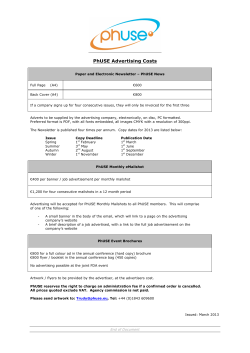 PhUSE Advertising Costs