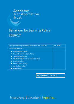Behaviour for Learning Policy 2016/17