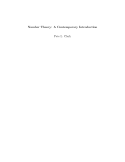 Number Theory - UGA Math Department