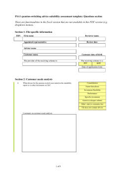 Pension switching suitability assessment paper