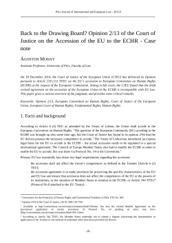 Back to the Drawing Board? Opinion 2/13 of the Court of Justice on