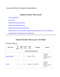 Student October File Layout and Specifications 2012-13