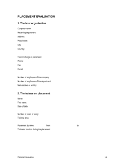 PLACEMENT EVALUATION GUIDE
