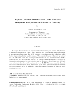 Export-Oriented International Joint Venture