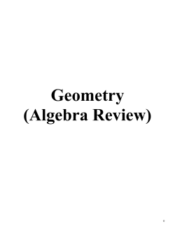 Geometry (Algebra Review)