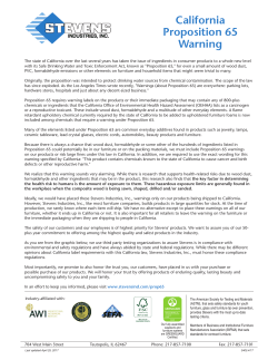 California Proposition 65 Warning Notification Letter