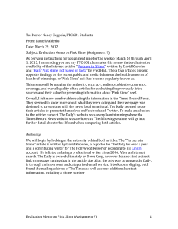 To: Doctor Nancy Coppola, PTC 601 Students From: Daniel