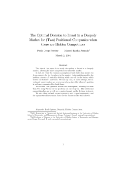 The Optimal Decision to Invest in a Duopoly Market for
