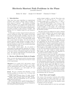 Bicriteria Shortest Path Problems in the Plane