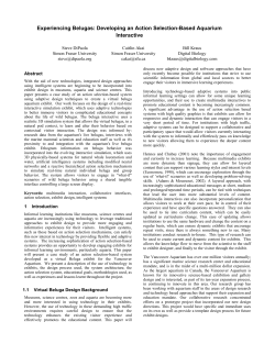 Experiencing Belugas: Developing an Action Selection