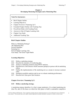 Chapter 2 - Developing Marketing Strategies and a Marketing Plan