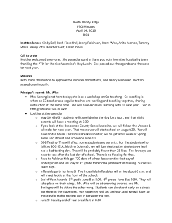 North Windy Ridge PTO Minutes April 14, 2016 8:01 In attendance