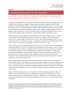 Debate Issue: Is gambling harmful to our society