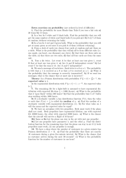 Extra exercises on probability (not ordered in level of difficulty) 1