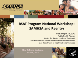 SAMHSA and Reentry, Jon Berg, Center for Substance