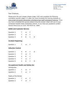 Orientation Quizzes - St. Mary`s General Hospital