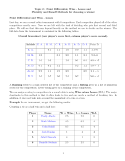 Topic 2 : Point Differential, Wins - Losses and Plurality and Runoff