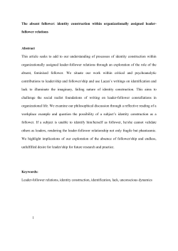 1 The absent follower: identity construction within organizationally