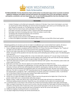 PLAYING GUIDELINES - City of New Westminster
