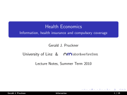 Health Economics - Information, health insurance and compulsory