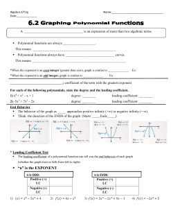 6.2 Graphing Polynomial Functions