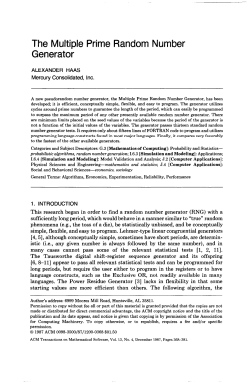 The Multiple Prime Random Number Generator