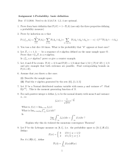 Assignment 1-Probability: basic definition Due: 17.3.2016. Need to