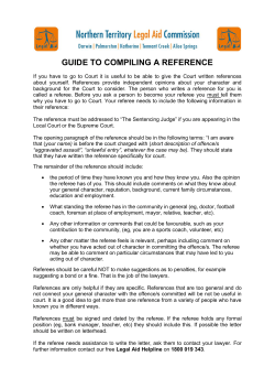 GUIDE TO COMPILING A REFERENCE