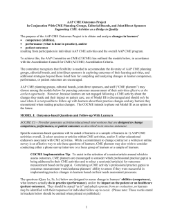 COCME development of outcomes project - PediaLink