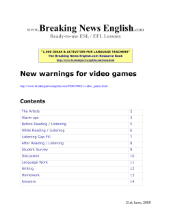 ESL Lesson: New warnings for video games