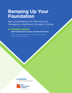 Ramping Up Your Foundation - The Philanthropic Initiative