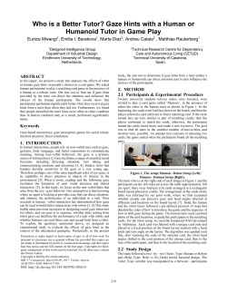 Gaze Hints with a Human or Humanoid Tutor in Game Play