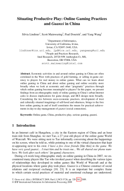 Situating Productive Play: Online Gaming Practices and