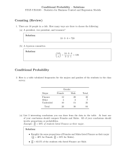 Counting (Review) Conditional Probability
