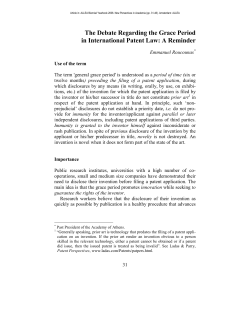 The Debate Regarding the Grace Period in International