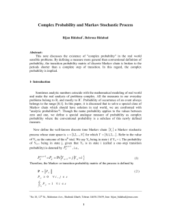 Complex Probability and Markov Stochastic Process