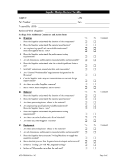 Supplier Design Review Checklist