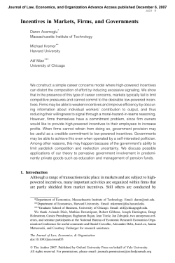 Incentives in Markets, Firms, and Governments