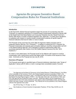 Agencies Re-propose Incentive-Based Compensation Rules for