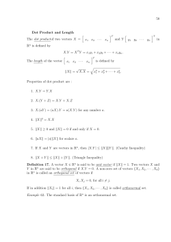 58 Dot Product and Length The dot productof two vectors X = [ x1 x2