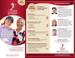play better programs - Ladies Golf Club of Toronto