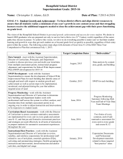 Superintendent Goals 2015-16